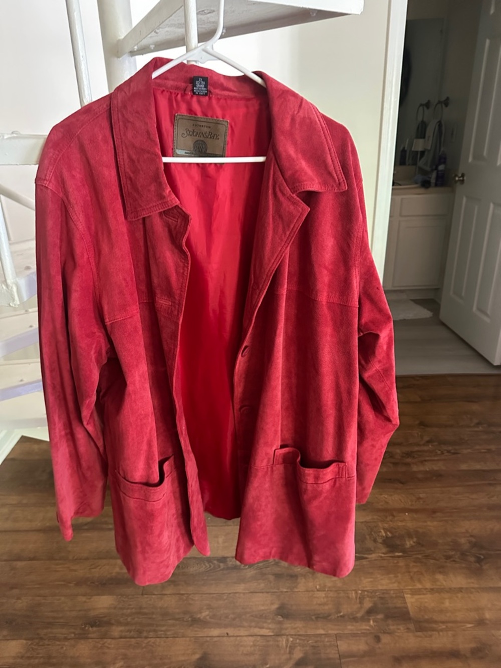 St. John's Bay Red Suede Blazer Jacket Vintage oversized 2x